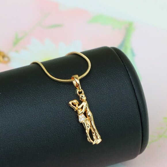 "Romantic Couple Embrace Rose Gold Pendant with Sparkling Accents, XPPT1200 - Picture 8 of 13